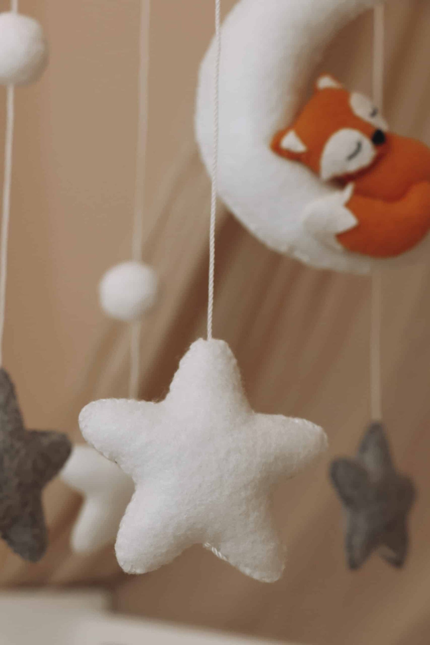Handmade Sleepy fox baby mobile-1