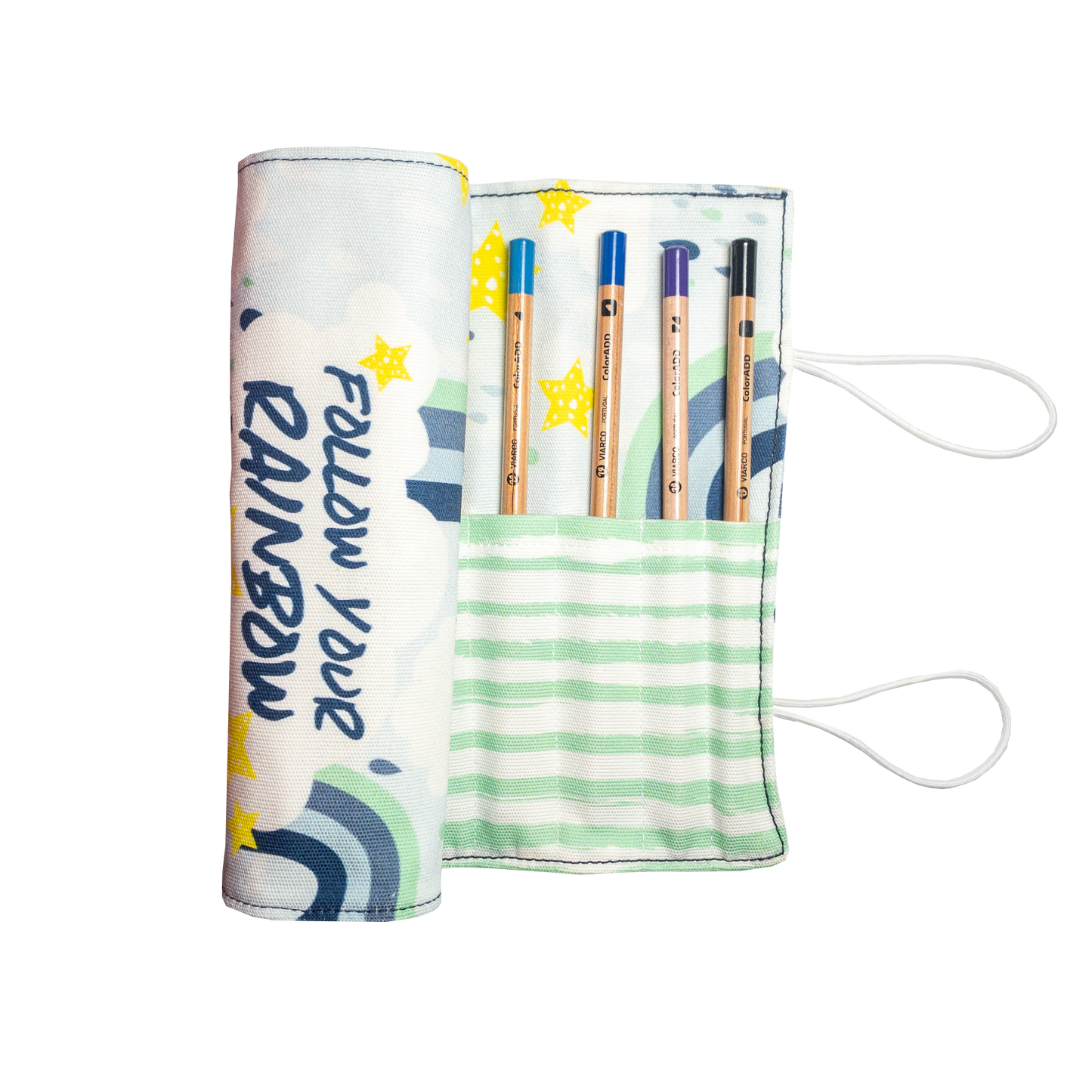 Blue Rainbow Long Pencil Case-0