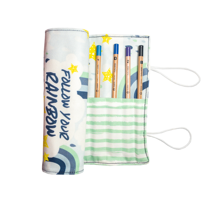 Blue Rainbow Long Pencil Case-0