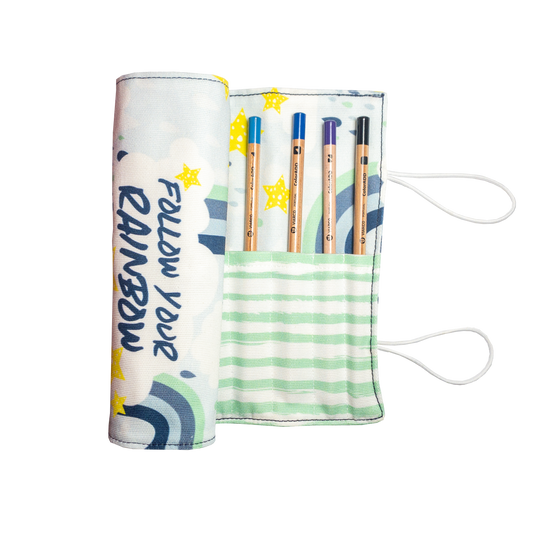 Blue Rainbow Long Pencil Case-0