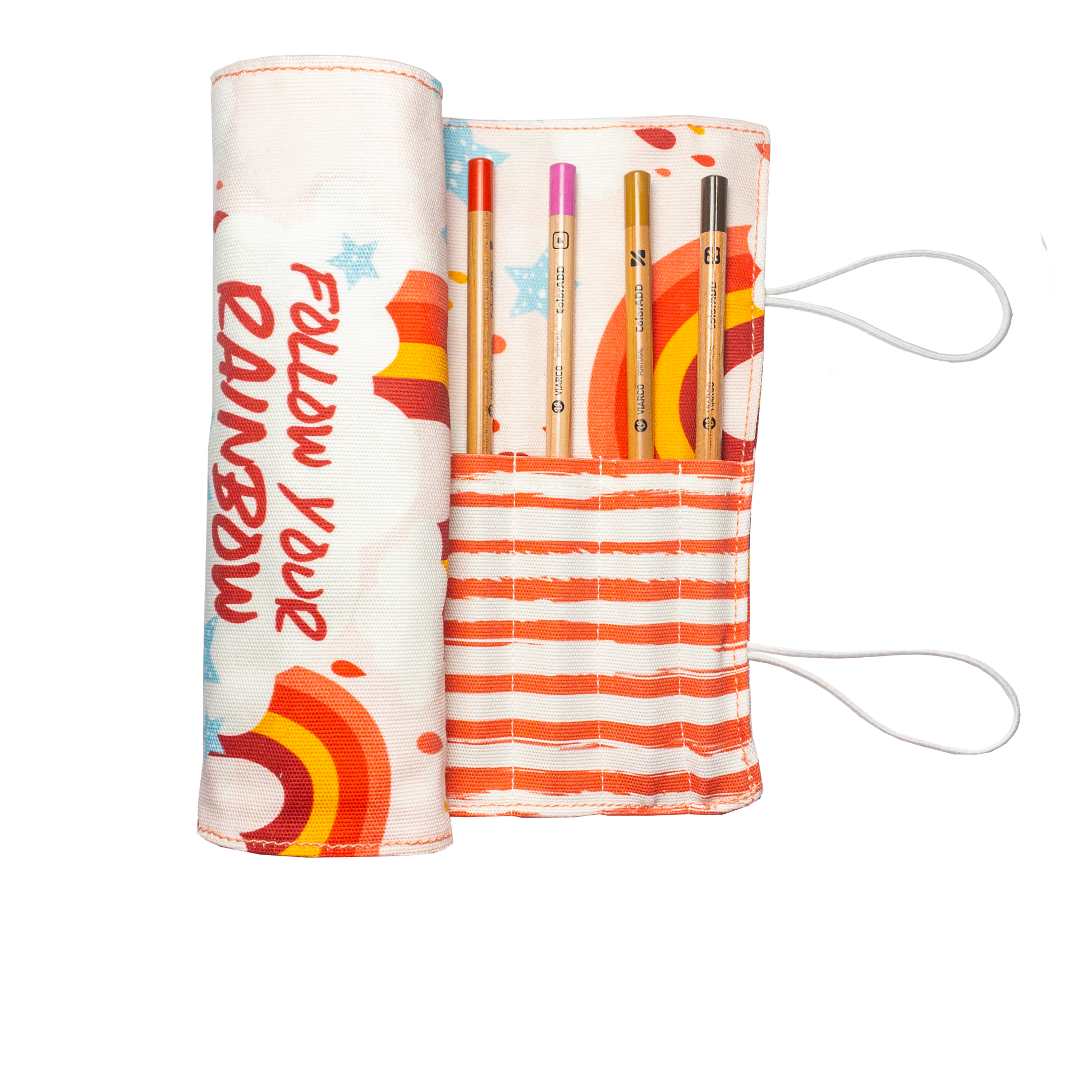 Pink Rainbow Long Pencil Case-0