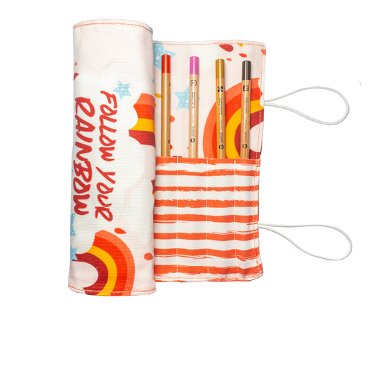 Pink Rainbow Long Pencil Case-0
